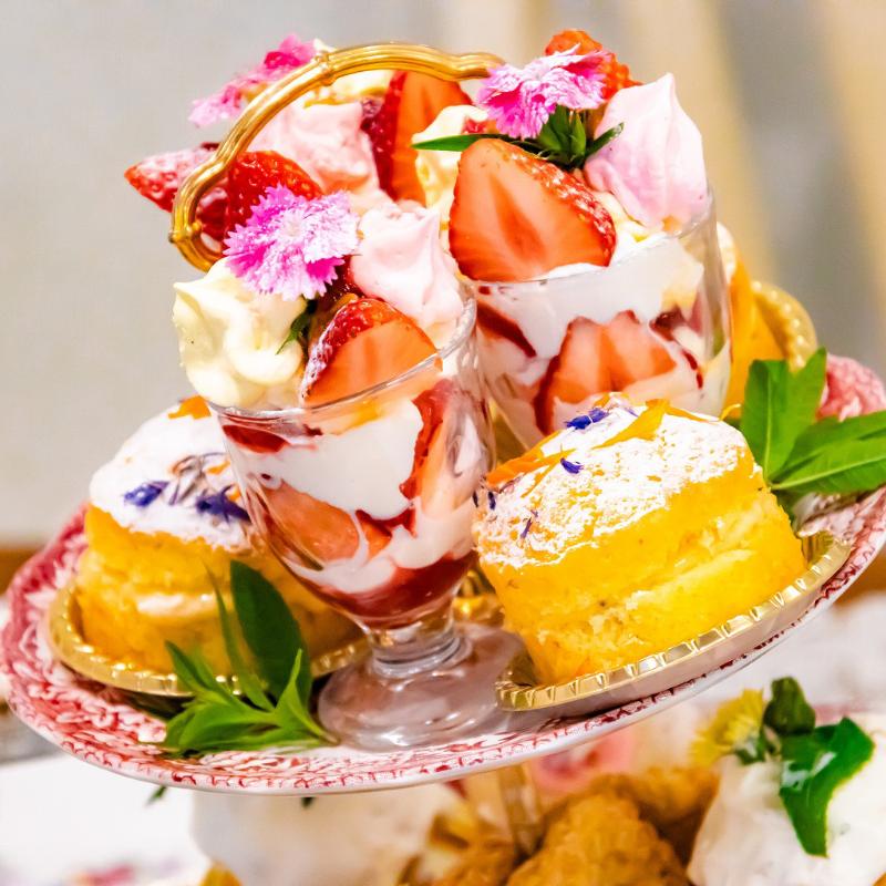 HERB STORY Cafeのイングリッシュガーデンアフタヌーンティー スプリングのスタンド1段目画像