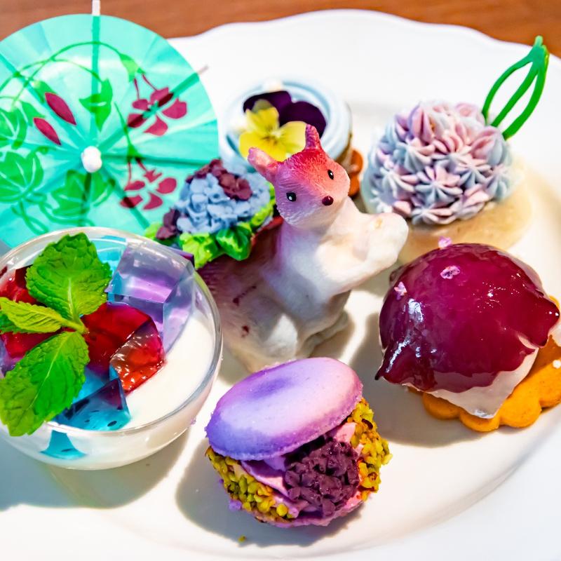 ティーサロン ピカケ／東京プリンスホテルのあじさいアフタヌーンティーのスイーツ画像