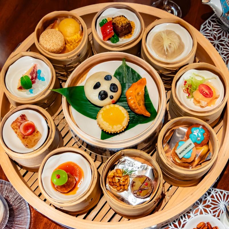 中国料理 花梨／ANAインターコンチネンタルホテル東京のチャイニーズ・アフタヌーンティー with ウェッジウッド ～ターコイズに包まれる飲茶時間～のスタンド1段目画像