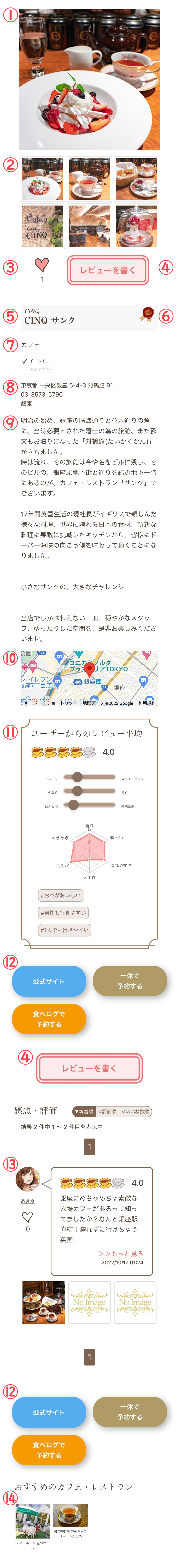 カフェ・レストランの詳細情報